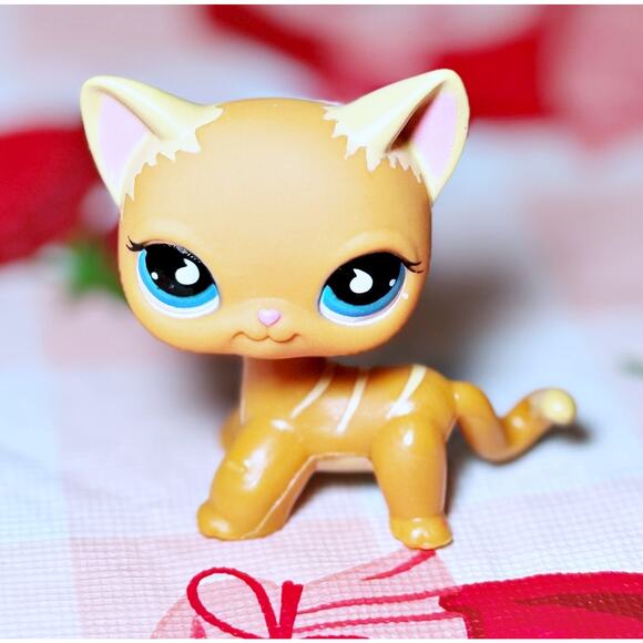 Authentic LPS Littlest Pet Shop No # Puzzle Shorthair Cat Blue Teardrop Eyes - Picture 5 of 12